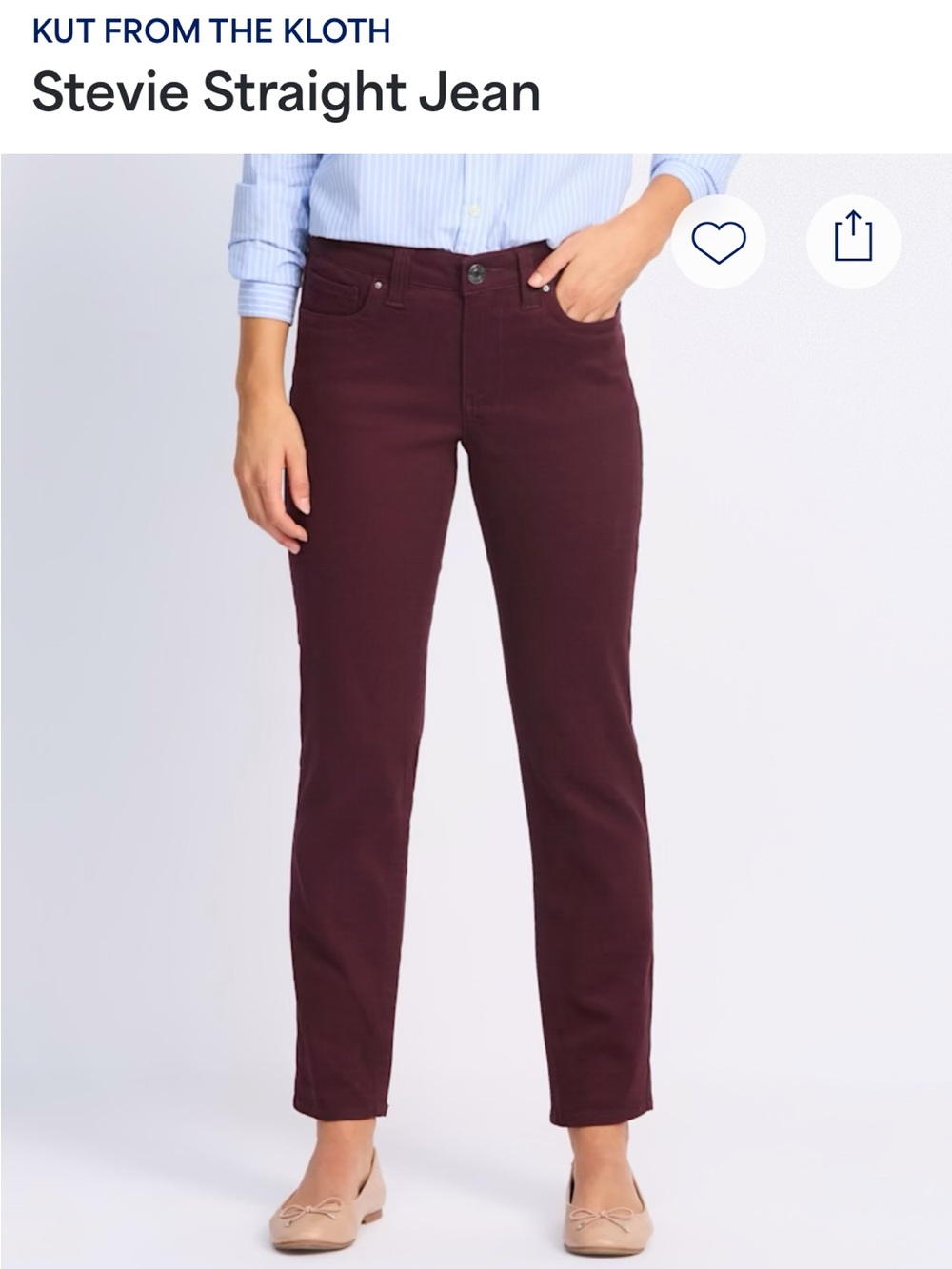 Kut from the Kloth Stevie Straight Jean - Deep Burgundy